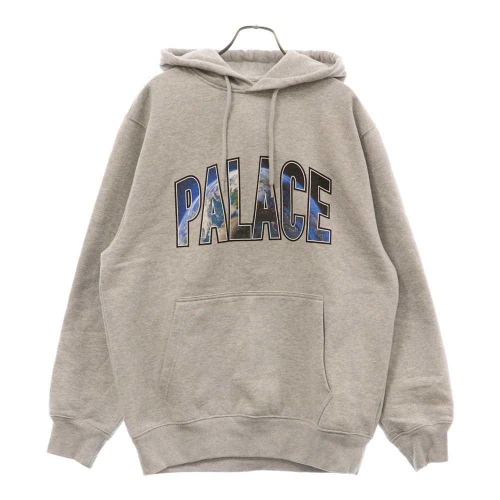 Sweat à capuche Palace Skateboards capuche terreuse devant logo imprimé gris
