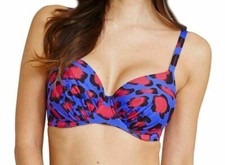 Fantasie Portofino Bikini Top Size 38D Full Cup Bra Blue Pink Animal 6001 New