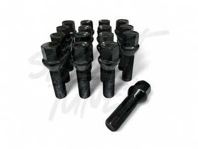 16X M14 X 1.5MM BLACK TAPERED 45MM ALLOY WHEEL BOLTS FIT AUDI A4 B5 B6  B7 B8 B9