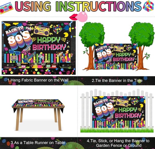 80er Party Banner, 80er Jahre Party Dekorationen, 80er Jahre Dekoration, Extr... - Bild 8 von 9