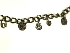 Antique Gold Tone Chain Belt w/ Charms 36" End to End Womens