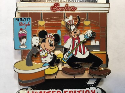 New Disney Soda Fountain DSF Pin LE300 Le 300 Minnie & Goofy Sundae Diner L10
