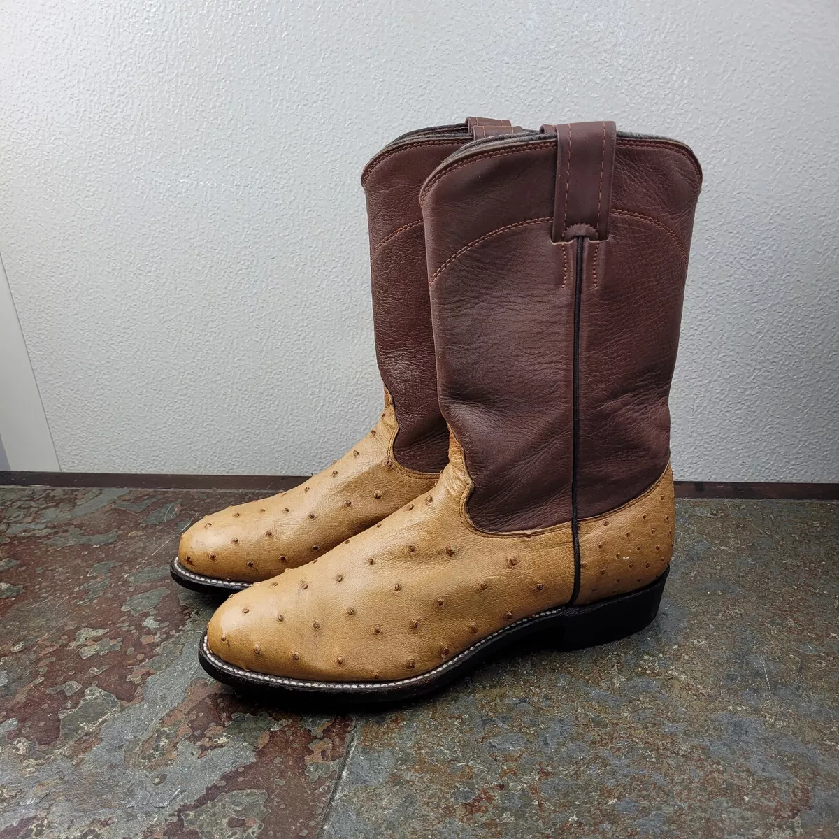 Larry Mahan Full Quill Ostrich Leather Cowboy Western Boots Size