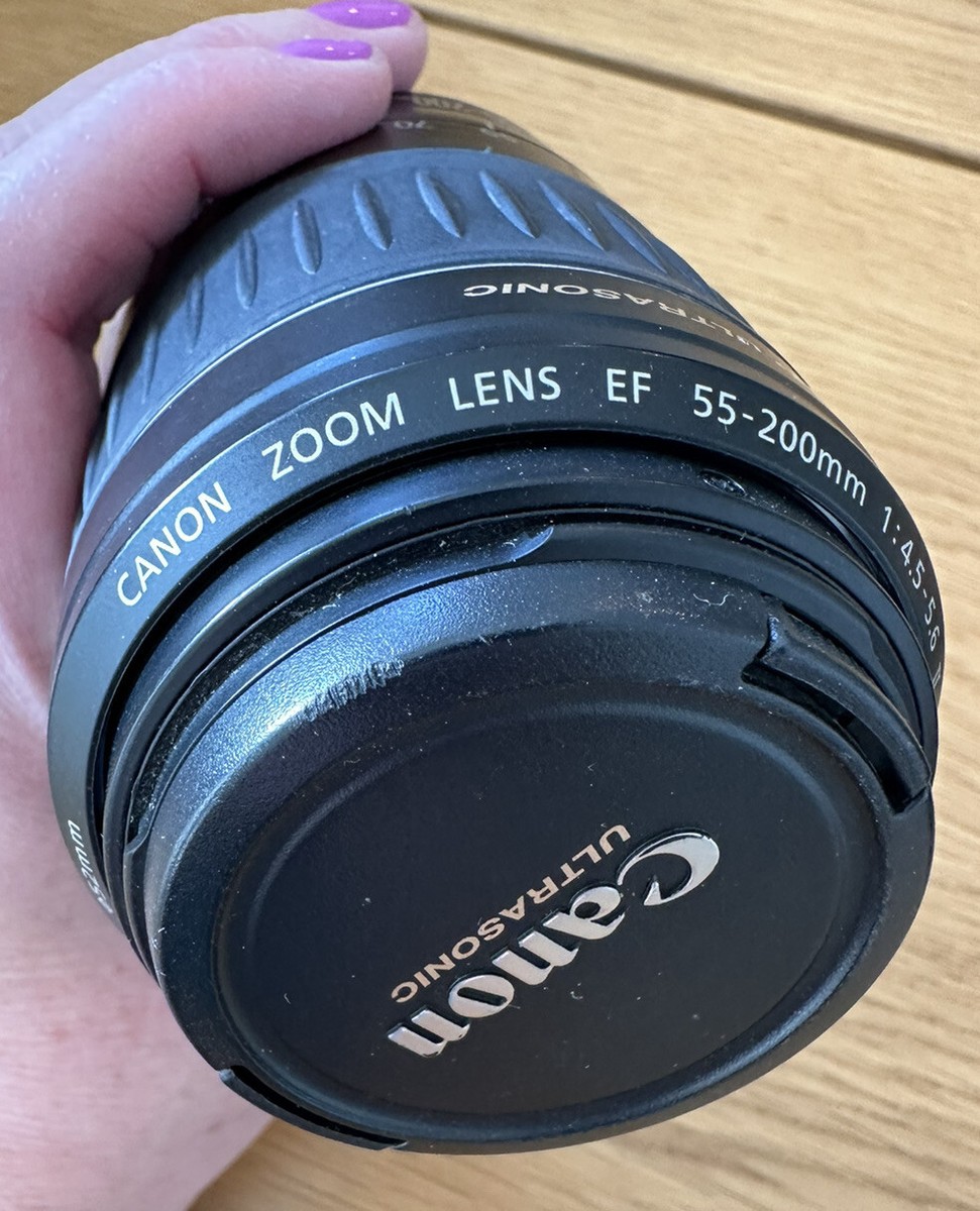 Canon Ultrasonic EF 55-200mm f4.5-6.3 IS STM Lens Zoom with Caps