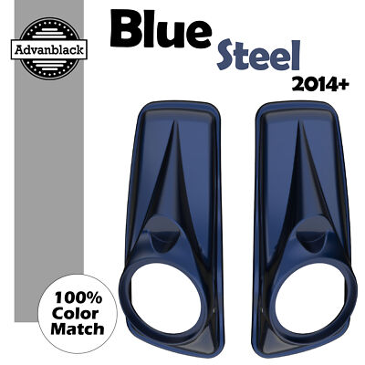 Advanblack BLUE STEEL 8'' Saddlebag Speaker Lids For Harley Touring 14+