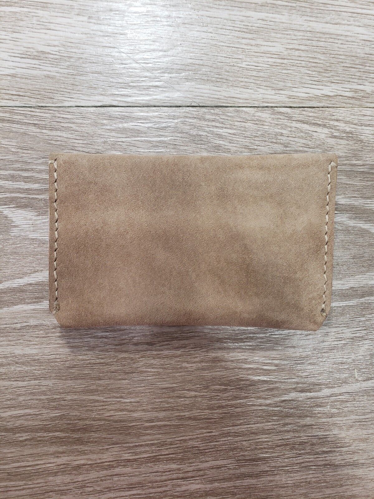Handmade Reclaimed Suede Leather Wallet Pouch Bei… - image 2