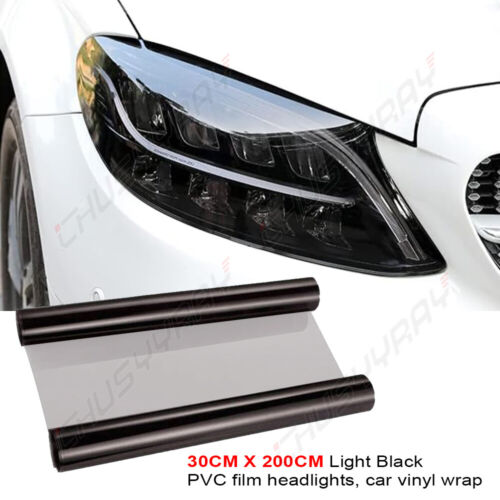 30 x 200cm Light Black Car Headlight Tailing Tint Film Vinyl Wrap For MG ZT - Afbeelding 1 van 11