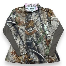 RealTree Brand AP HD Camo 1/4 Zip Pullover Shirt Women's Large