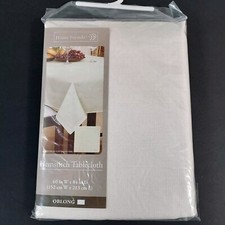 NWOT Home Trends IVORY Hemstitch 60"W X 84"L Oblong Tablecloth 100 Polyester