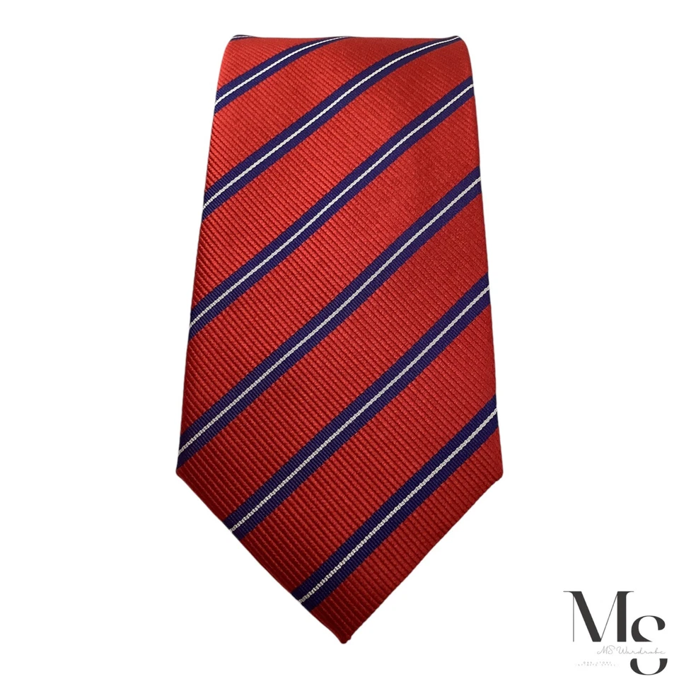 LAURA BIAGIOTTI Red Striped Luxury Silk Tie Made In Italy W: 3.25" NWT - Image 3 of 4
