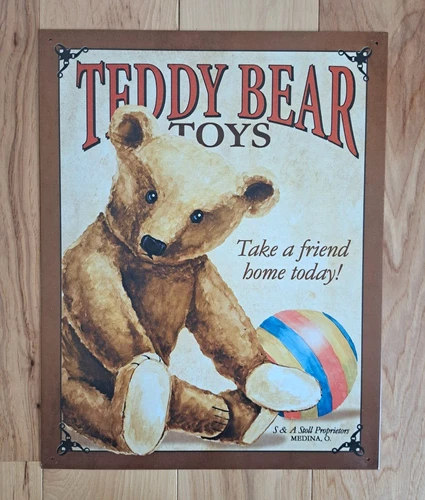 Tin Sign - T Bear Toys “Take A Friend Home Today” - Vintage Reproduction
