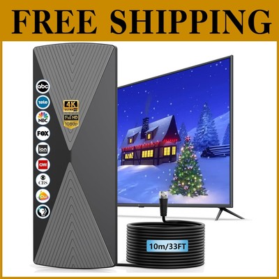 2025 Long-Range 1200+ Miles HD TV Antenna - Indoor/Outdoor with Signal Booster