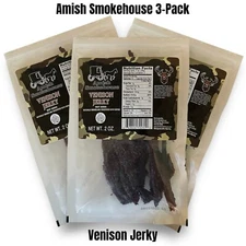 Amish Smokehouse Venison (3) 2oz Bagged Resealable Jerky