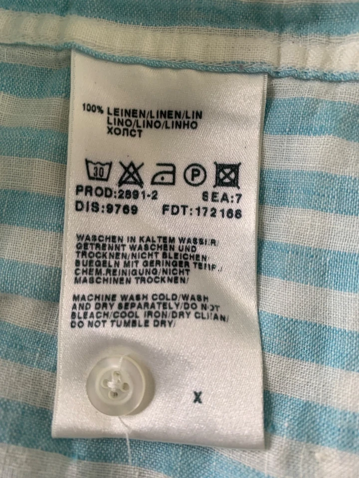 Mens Hugo Boss Blue Stripe 100% Linen Button-Up Sport Shirt M EUC 8881 Vacay - Image 2 of 4