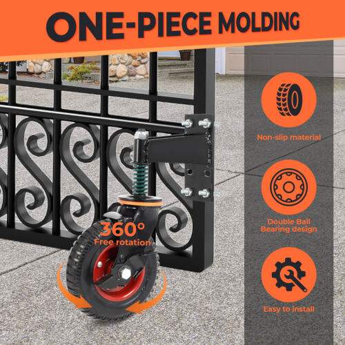 2pack 8inch Gate Wheel with Brake, Moves Smoothly Fence Gate Wheel, 600 Lb - Picture 3 of 6