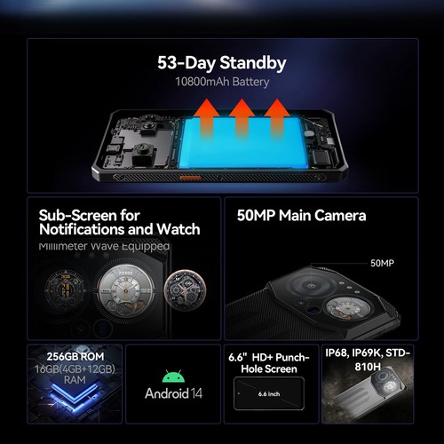 IIIF150 B3C Rugged Phone 16GB+256GB Dual Screen 50MP Camera 10800mAh Android 14 - 第 2/12 張圖片