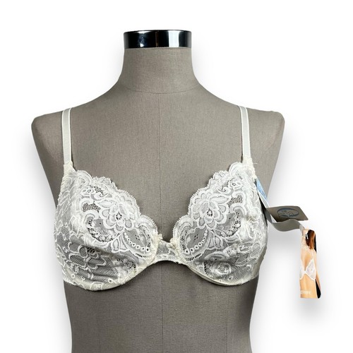 Neu mit Etikett Vintage Olga 36B elfenbeinweiß Spitzentexturen durchsichtig Bügel-BH 33080