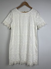 Gorgeous Monsoon tunic dress Size 14 cream with cream floral applique Used VVGC