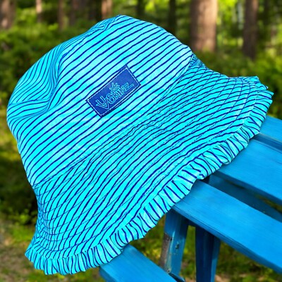 UV Skinz Reversible Colorful Stylized Pinapples/Blue Striped Bucket Hat!