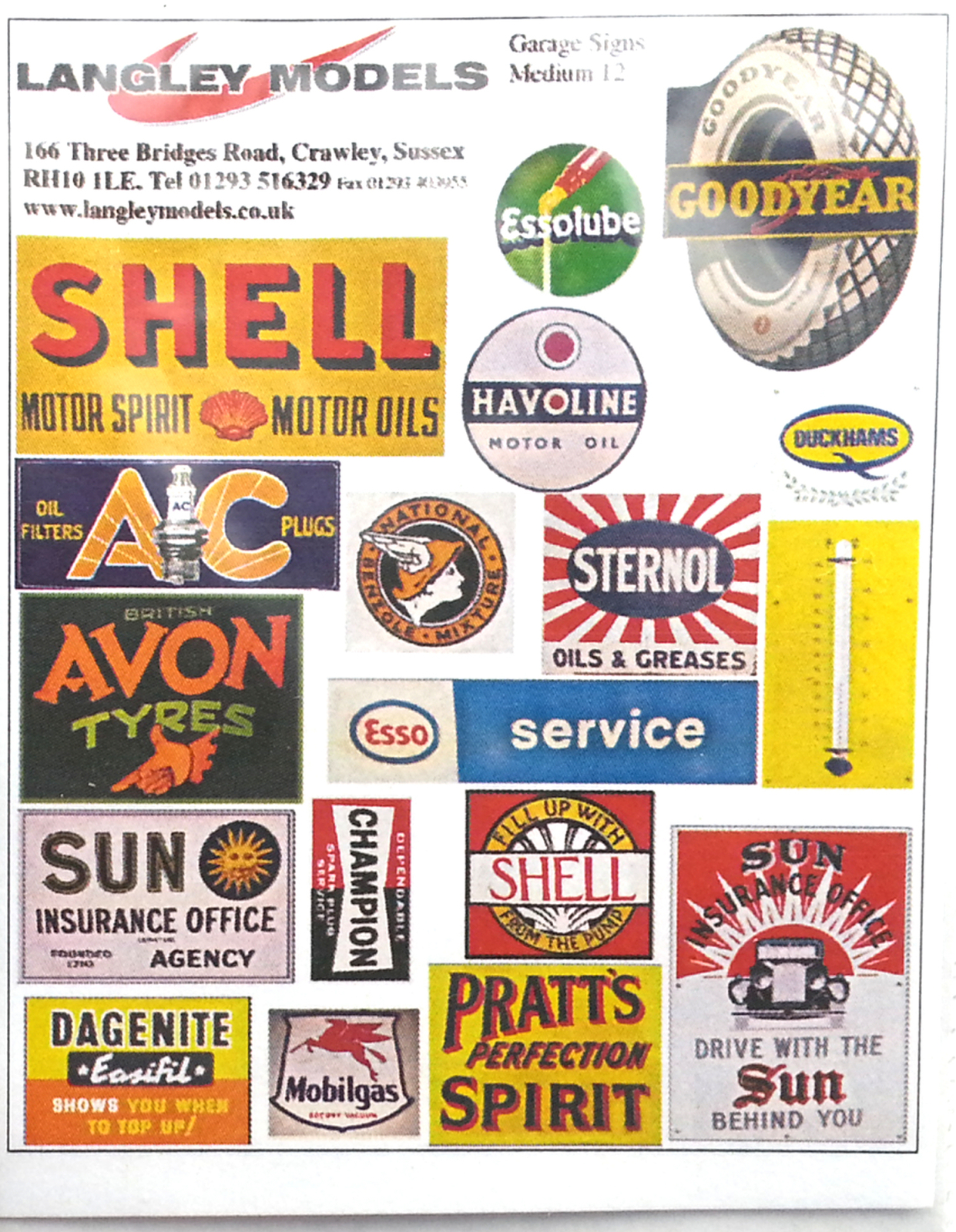 Garage ads signs Large Paper Copies old Enamel OO Scale 1:76 Decals SMF13n