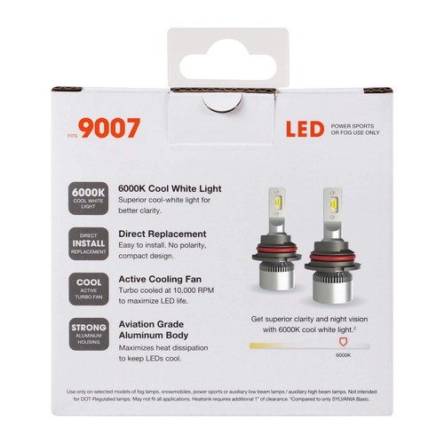 Sylvania 9007 LED Powersport Headlight Bulbs for Off-Road Use /Fog Lights 2 Pack - Picture 2 of 9