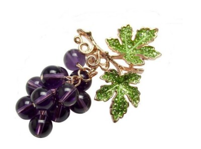Broche Bijou Grappe De Raisin Violet En Acier Inoxydable - Neuf Avec étiquettes