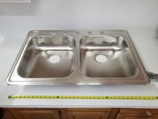 Elkay GE233214 Dayton Equal Double Bowl Top Mount Stainless Steel Sink, 33 x 21"