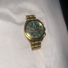 Citizen Carson Men's Gold Tone Stainless Steel Chronograph Green Dial Watch CA45
