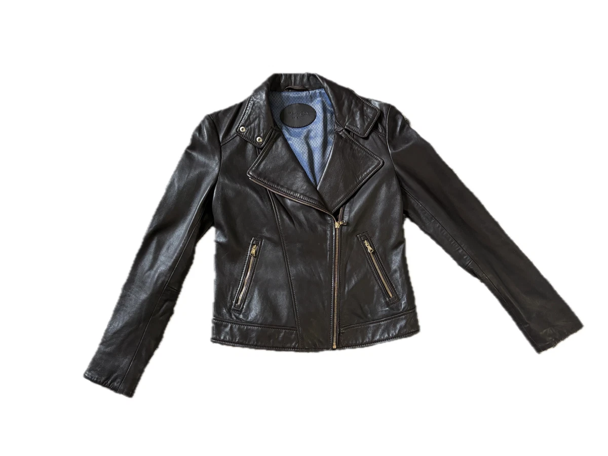 Massimo Dutti レザーライダースジャケット Short nappa leather jacket · Black · Bomberâ Jacket | Massimo Dutti