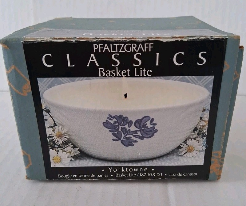 Vintage Pfaltzgraff YORKTOWNE Basket Lite Candle Bowl 1995 NEW in BOX Made In US