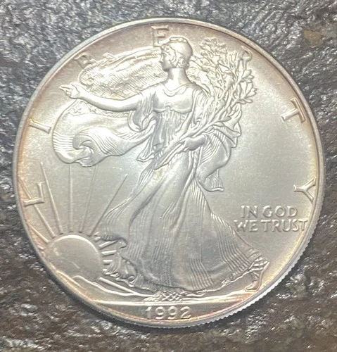 1992 1 oz Silver American Eagle (Brilliant Uncirculated) Beautiful Edge Toning