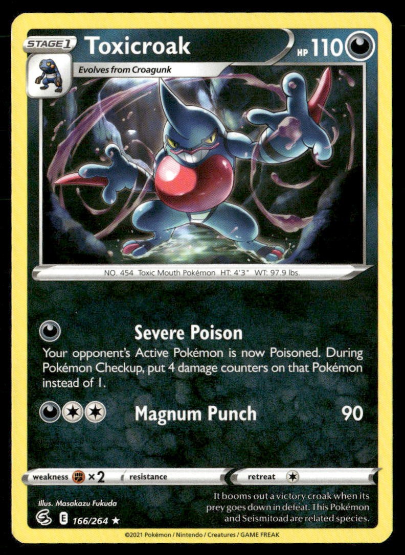 Toxicroak Fusion Strike 166/264 Rare Pokemon Near Mint
