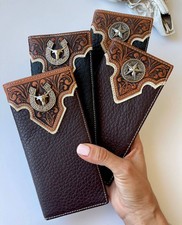 Bifold Wallet Genuine Tooled Leather Bi-Fold ...