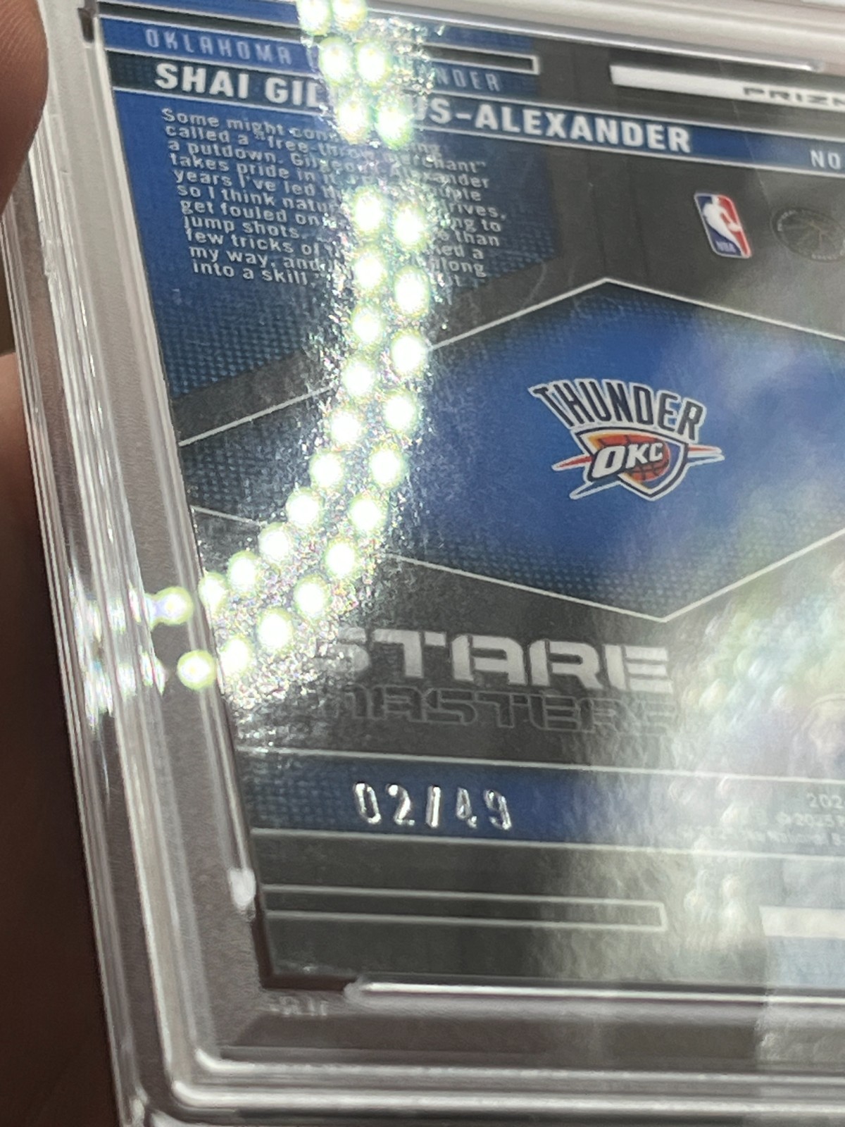 2024 Mosaic Shai Gilgeous-Alexander Orange Prizm #2/49 PSA 10 Jersey Number JSY# view 2