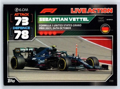 2022 Topps Turbo Attax F1 Sebastian Vettel Live Action #239