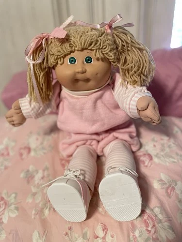 VTG Cabbage Patch Kid Girl Wheat Poodle Hair Green Eyes HM #3 Free Shipping