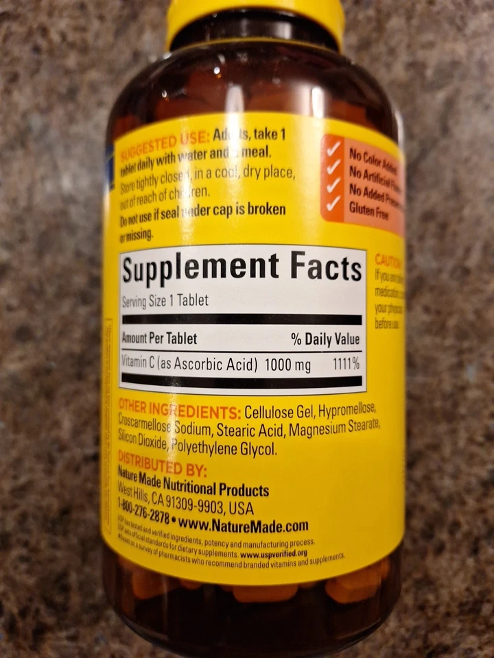 Vitamina C Extra Fuerza Nature Made 1000 mg, 365 Comprimidos Foto 2 de 4
