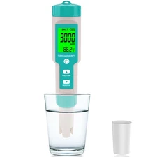 Aquarium Salt Tester -Pool Salt Tester Versatile 5 in1 Salinity PH TDS EC and...