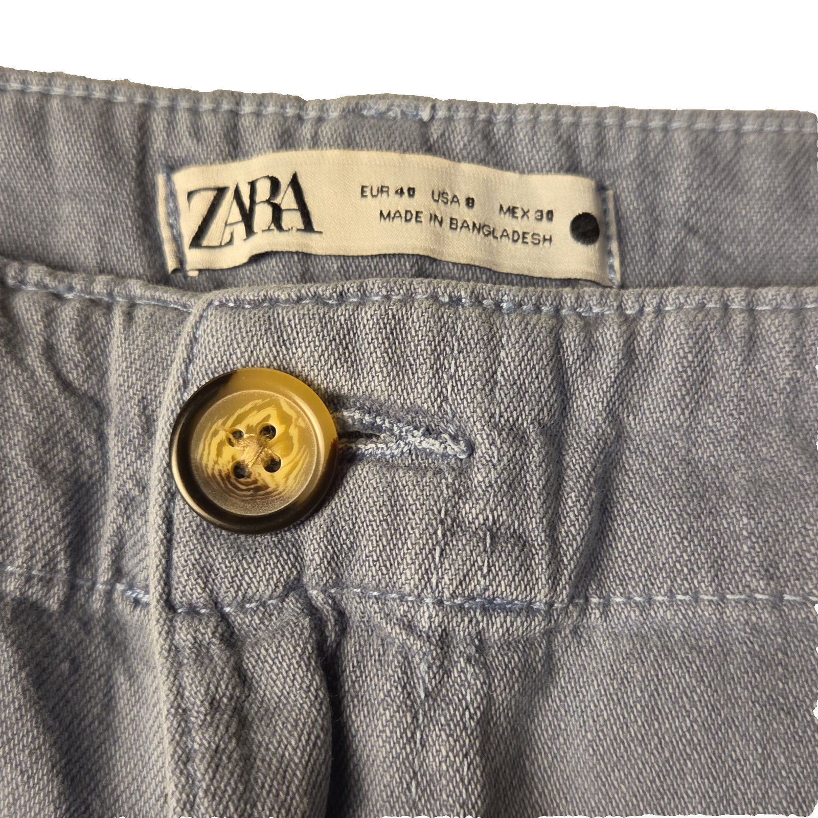 Zara Wide Leg Cargo Pants Womens Size 8 Light Blue/Grey image 5