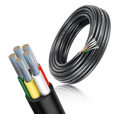 22/18 Gauge 5 Conductor Wire, 10Ft 18/5 Tinned Copper 5 Wire Cable, Stranded