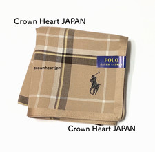 POLO RALPH LAUREN Japan Men Cotton Handkerchief Plaid Tartan Check Beige