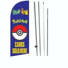 Pokemon Cards Sold Here 6 ft Blue Single Sided Windless Swooper Feather Flag Set