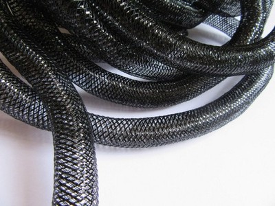 10 Yards Solid Mesh Tube Deco Flex Wreaths Cyberlox 16mm 5/8 In Shinny Black