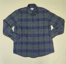 Orvis Mens Plaid Flannel Button Long Sleeve Size XL Blue Green 100 Cotton Shirt