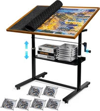 1500 Pieces Jigsaw Puzzle Table with Legs, 36"X26" Adjustable Height Puzzle Boar
