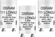Osram Pack of 3 ST111 Longlife Starters for 4-80 W Fluorescent Tubes
