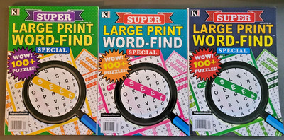 Lot of 3 KAPPA Super Large Print Word-Find Special Puzzle Books- 300+ Challenges