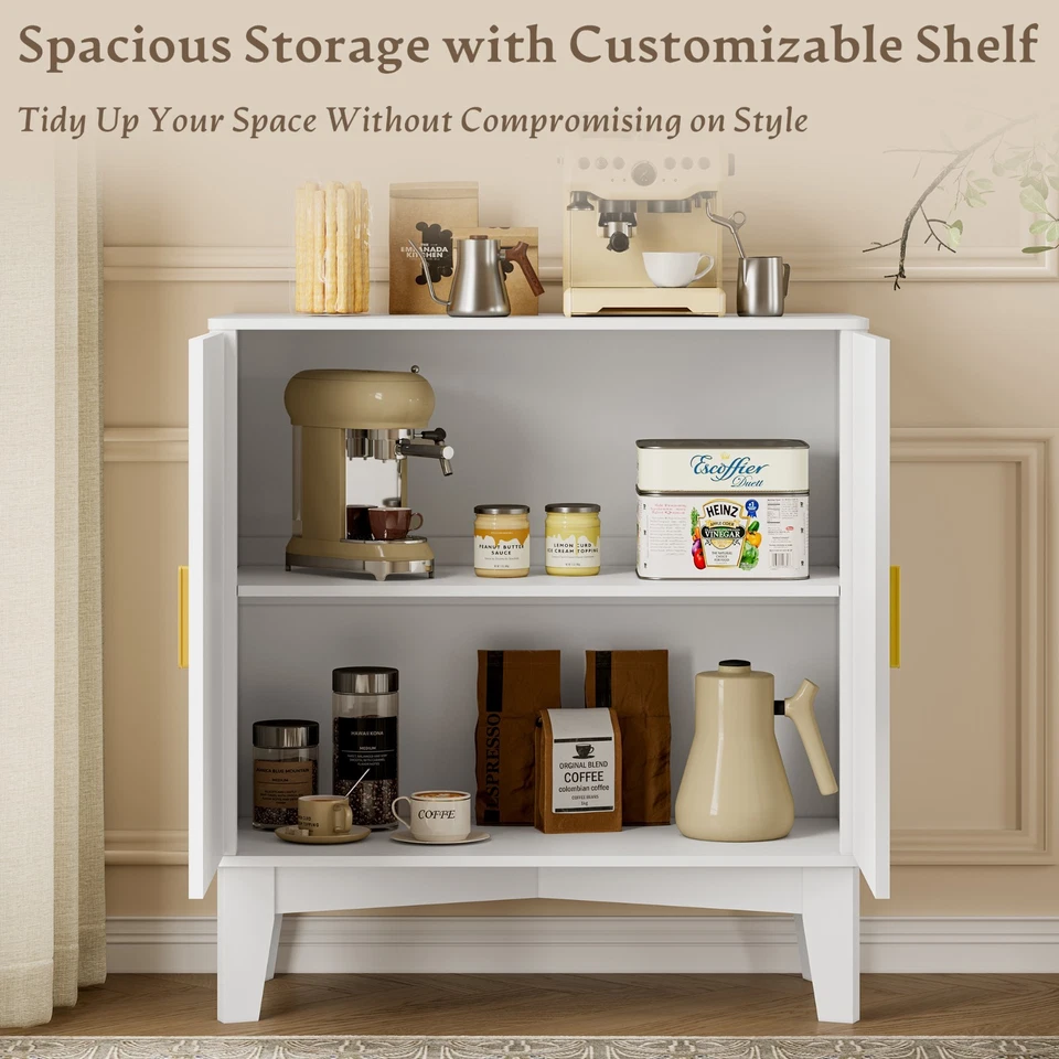 Буфет буфетный шкаф с местом для хранения, 29 дюймов рифленый шкаф для хранения на кухне - Изображение 4 из 4