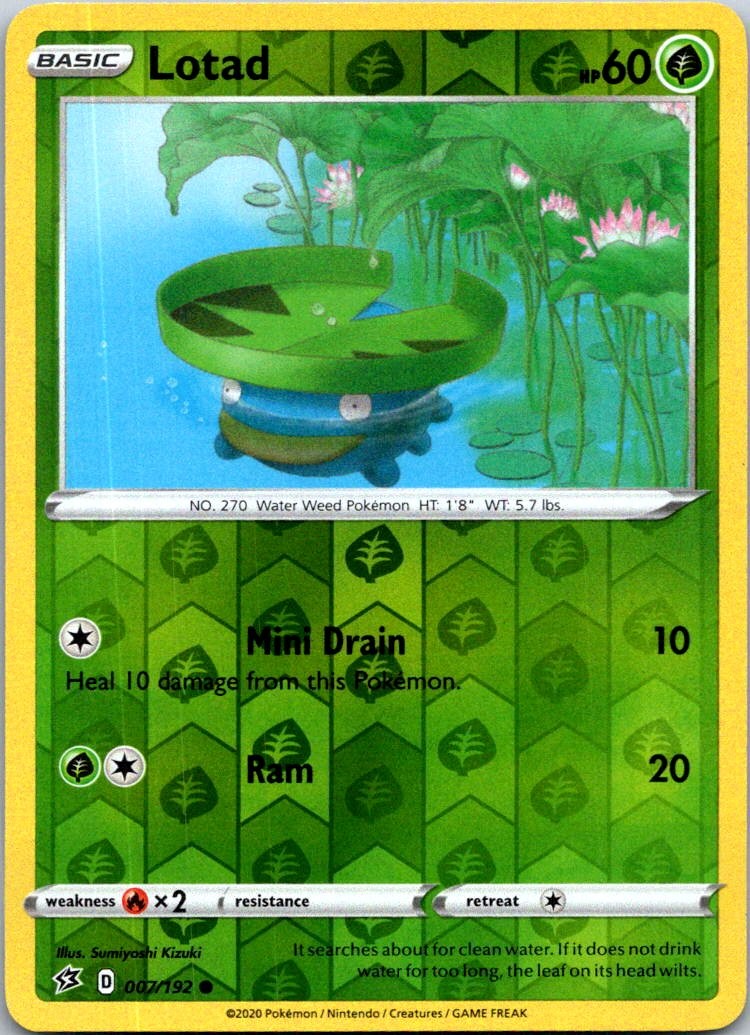 Lotad Reverse Holo Common SWSH02: Rebel Clash 007/192 LP