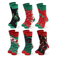 Christmas Socks For Men, 6 Pack Mens Christmas Socks, Xmas Crew Socks US Size 6